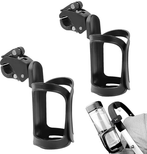 Porte Gourde Velo,2 Pièces 360 Degrés Rotation Réglable Porte-Gobelet pour Poussette Porte-gobelet à Libération Rapide Anti-dérapant Tasse Porte-Boisson pour Vélo,Poussette,Tapis Roulant (Noir)