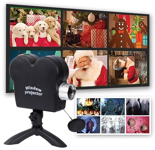Projecteur de fenêtre d'Halloween, projecteur d'Halloween extérieur, lampe de projection holographique LED, 6 films d'Halloween, 6 films de Noël, pour fenêtre, jardin, Halloween, Noël