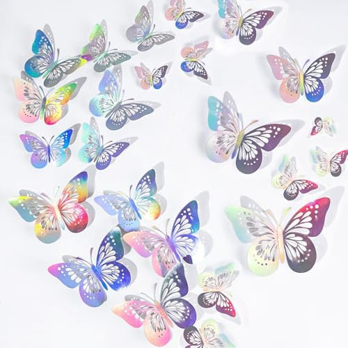 3D Schmetterlinge Deko, 60 Stück 3 Stile Schmetterling Deko, Abnehmbare Schmetterlinge für Wanddekoration Kleidung Applikationen Haarspangen DIY Dekoration