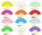 Luckwaii 12 Stück Handfächer Fächer Bunt Faltbare Papierfächer Silk Bambus Faltfächer Handheld Gefaltet Fan für Hochzeit Deko, Party, Fest und Picknick, DIY Dekoration (Mehrfarbig)