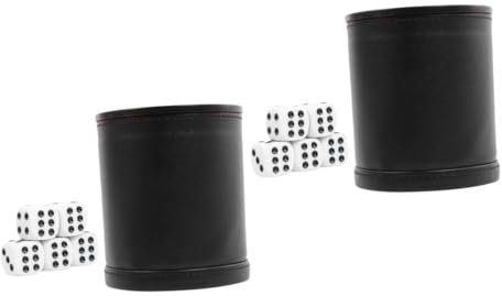 VICASKY 2sätze Pu-Leder Würfelbecher Mit PVC-würfeln Lautloses Würfelspiel Für Zuhause Und Camping Schwarz
