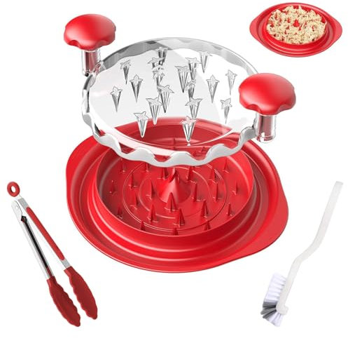 Jisrcha Triturador de Pollo, Herramienta Visible de 25 Cm para Picadora Carne de Pollo, Desmenuzador de Pollo con Base Antideslizante con Clips para La Parrilla Y Cepillo de Limpieza
