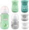 Silikonhüllen für Avent Glas-Babyflaschen, bruchsichere Flaschenabdeckungen, Anti-Fließ-Halter, kompatibel mit Babyflaschen, 113 ml und 237 ml, BPA-frei (grau + weiß + blau + grün)