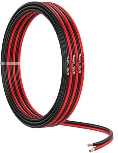 MMOBIEL 16 Gauge Electrical Wire Parallel - 16 AWG 16.4ft / 5m - Tinned Copper Cable - 2 Conductor for Automotive Wire - Led Strips, Audio/Speaker, Low Voltage Landscape Lightning, Lamps