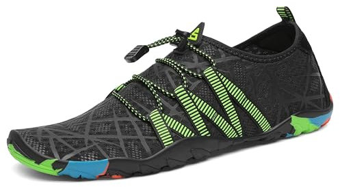 SAGUARO Zapatillas de Agua para Hombre Mujer Secado Rápido Escarpines Transpirable Antideslizantes Zapatos de Playa, Rayas Negro 40