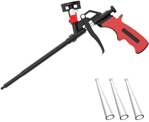 PU Schaumpistole mit Maulkorb aus Legierung und selbstschließendem Ventil, Bauschaumpistole Selbstreinigende Schaumpistole PTFE Antihaft Beschichtet, Profi-Qualität Montage Pistole präzise Ergebnisse