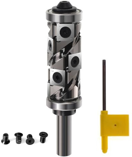 ROOCBIT Spiral Double Bearing Trim Router Bit Carbide Insert Flush Trim Bit 1/2 Shank 2-1/2(65MM) Cutting Length 30mm Cutting Diameter