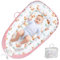 URMYWO Babynestchen Neugeborene - Nestchen Baby 90x50 cm - Kokon Handmade zweiseitig Reisebett für Babys aus 100% Baumwolle - Baby Nest（pink Hirsch）