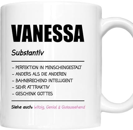 Vanessa Tasse | Mädchen Frau Namen Vorname Kosename Rufname Kaffeebecher | Definition Vanessa Geschenk
