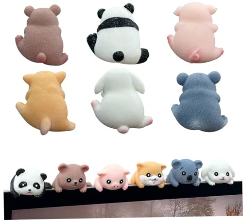 Ssguopte 6PCS Computer Monitor Decor, Cartoon Animal Figurine Cute Figurines, Mini Desk Figurines, Resin Pc Decor, For Home Office Car Central Control Screen Tools