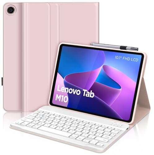 SENGBIRCH Coque Clavier pour Lenovo Tab M10 3rd 10.1 - AZERTY Français Clavier Détachable sans Fil Bluetooth, Étui pour Lenovo M10 3rd 10.1 Pouces 2022 (TB-328FU/TB-328XU), Rose Chair