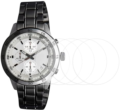 sourcing map 5pcs Watch Glass Screen Protectors 44mm 9H High-Alumina Tempered Glass Anti-Scratch Waterproof HD Round Smart Watch Dial Crystal Face Protective Film