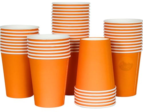 KURTT 300 Kaffeebecher to go, Kaffeebecher Karton, 8oz/200ml - Trinkbecher, Einwegbecher, Papierbecher, Pappbecher (300, Orange)