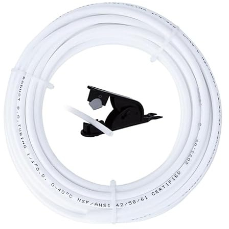 PAROAD 5M 1/4 (6,35mm) AD PE Kühlschrankschlauch, Wasserzulaufleitung Schlauch, Osmose Schlauch für Side by Side Kühlschrank, Wasserfilter, Aquarium, Wasserzulaufleitung mit Schlauchschneider