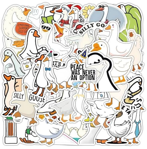 50Stücke Cartoons Niedliche Gans Wasserfeste Aufkleber für Jugendliche Erwachsene,Cute Duck Funny Enten Graffiti Stickers für Wasserflasche Fahrrad Computer Auto Gepäck Skateboard Koffer Laptop