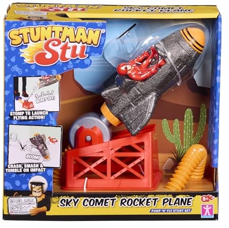 Stuntman Stu Sky Comet Rocket Plane Stomp and launch toy plane Create fun stunts at home Toys