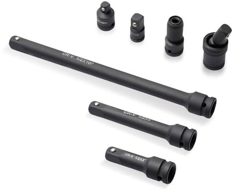 Tazozo Steckschlüssel Verlängerung 1/2 Zoll Verlängerungs Satz Cr-V Stahl | Steckschlüssel-Zubehör mit Kreuzgelenke, 75mm, 125mm, 250mm für Schlagschrauber Steckschlüssel Ratsche