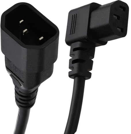 Kenable Right Angle IEC Power Cable C13 to C14 UPS Lead Black 0.25m