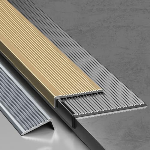 CMJYMX rutschfeste Treppenkantenprofil In L-Form, Aluminium-Winkelprofil, Treppenkantenschutz, Treppenwinkel Für Außen Und Innenbereich Treppe Stufen(Grey,30 * 70.0mm)
