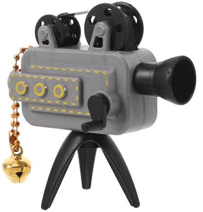 HOODANCOS Miniature Retro Movie Film Projector Model Keychain, Hand Crank Portable Decorative Ornament for Home Cinema and Movie Night, Grey Collectible Film Projector Decoration
