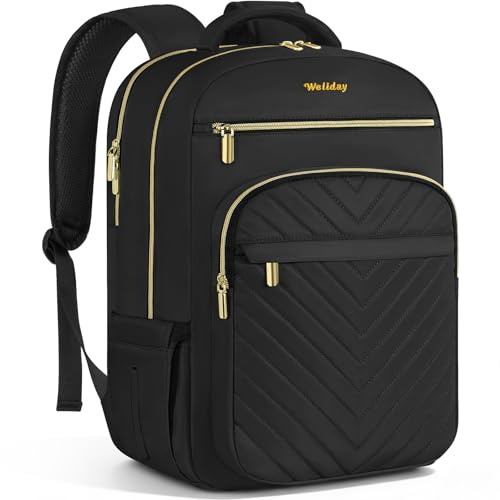LASUK Laptop Rucksack Herren Damen, 15,6 Zoll Laptop Schulrucksack, Schwarz | Großer Reiserucksack Computerrucksack für Uni Schule Arbeit, Rucksack Damen Wasserdicht Laptoptasche, Arbeitsrucksack
