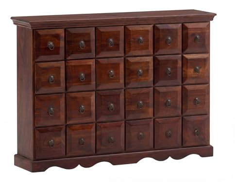 Woodkings Kommode Texas 114x82 cm aus massiver Akazie – Schubladenkommode mit 24 Schubladen im Landhaus- und Kolonialstil Braun