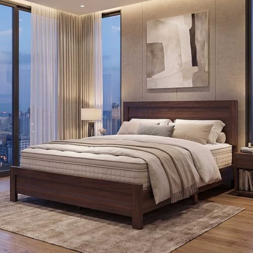 Mendler Queen Size Bett HWC-P44 160x200cm - Walnuss-Optik