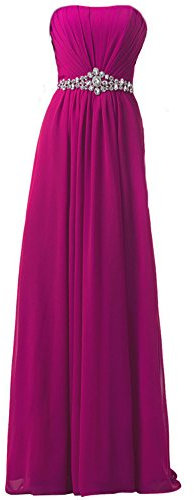 WAWALI Abiti da sera lunghi formali da promenade di cristallo Fucsia 46