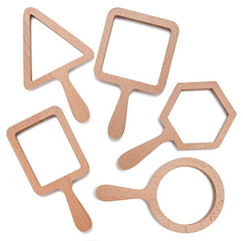 Yellow Door Natural Shape Viewers | Set of five FSC Wood viewers | square, rectangle, circle, triangle, hexagon | Nature Play | Forest School for kids age 2 3 4 5 | Outdoor Early Educational Toys