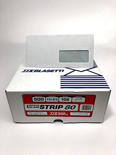 BUSTE LETTERA BLASETTI MIS. 11X23 AUTOADESIVE SCATOLA DA 500 PZ. (con finestra)