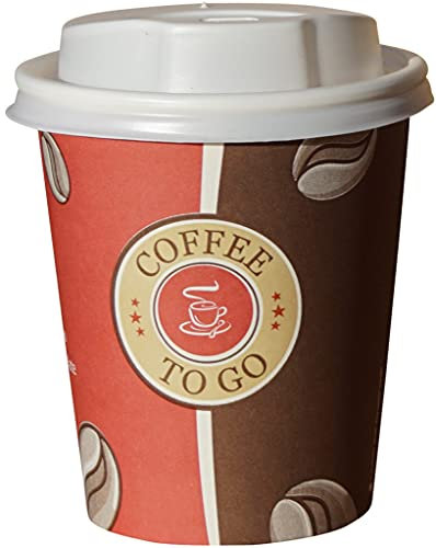 Gastro-Bedarf-Gutheil 50 Top Kaffeebecher 0,2 Liter und 50 Deckel weiß Coffee Becher to go Pappbecher EINWEG