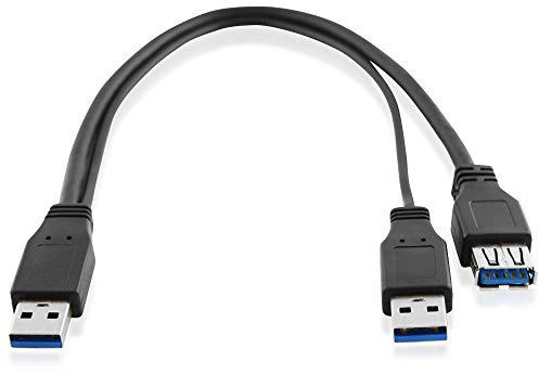 BestPlug 30cm Y 3.0 USB Kabel Verteiler Splitter Weiche, 2 USB A-Stecker männlich auf 1 USB A-Buchse Kupplung weiblich, Übertragungsrate, Schwarz