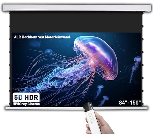 HiViLux® Tension ALR Motor Leinwand Dualspann Hochkontrast Tuch:HiViGrey Cinema 5D/HDR /8K/4K/3D !Not for UST! (115Zoll 21:9 Bild:269x115cm Weiss)