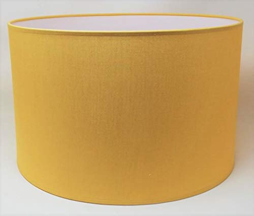 Zylinder Lampenschirm Baumwolle Stoff handgefertigt für Deckenleuchte, Tischleuchte, Stehlampe (Ocker, 40 cm Durchmesser 30 cm Höhe)