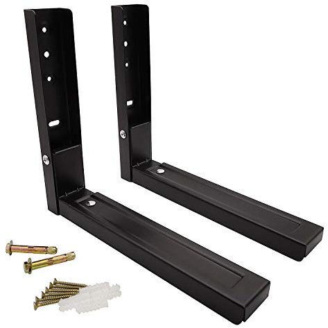 IMSurQltyPrise Universal Microwave Shelf Bracket Wall Mount Kit, Arms Extend & Foldable Fit for Most of Microwaves, Black - 1 Pair