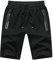JustSun Kurze Hosen Herren Shorts Sommer Kurze Hose Jogginghose Kurz Gym Sweat Sport Fitness Shorts Herren Reißverschluss Taschen Schwarz XL