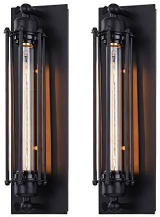 Pauwer 2er Set Wandleuchten Vintage Wandlampe innen Drahtkäfig Wandleuchten Retro(Enthalten Zwei Testbirne)