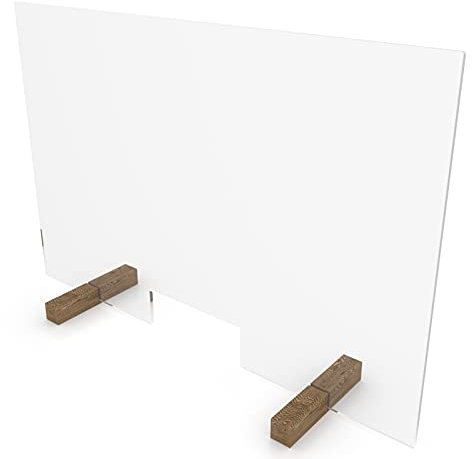 nattmann PLEXIGLAS® Spuckschutz NATURE mit Durchreiche Trennwand Thekenaufsatz (100x90cm (BxH), Standfüße: PLEXIGLAS® klar)