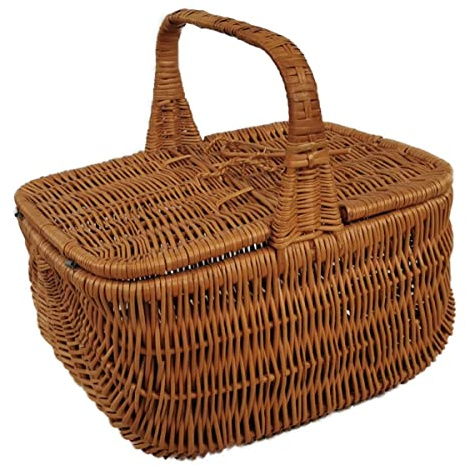 Picknickkorb aus Weide mit Deckel Braun 43x30x38 cm Rechteckig