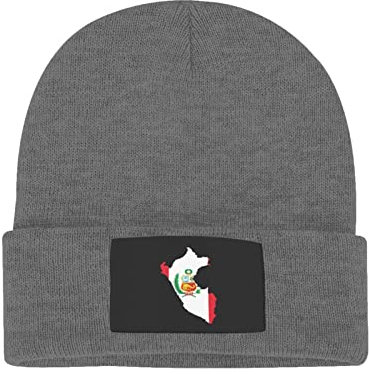 Peru Flag T Herren & Damen Mütze Bequem Flexibel Erwachsene Strickmütze, dunkelgrau (Deep Heather), 6 7/8/7 3/8