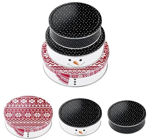 Brandsseller 3er Set Keksdose Plätzchendose Gebäckdose Metall | Schneemann