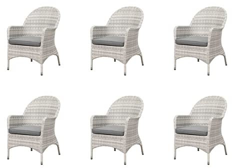 Mandalika Garden 6X Aluminium Polyrattan Sessel Lille Icewhite