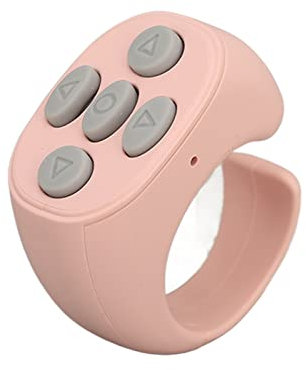 Wireless Remote Control Page Turner, Wireless Cell Phone Remote Control Bluetooth Ring Remote for Video Viewing,Electronic Book Remote Control Page Turner,Remote Control for Video, Reading,(Pink)