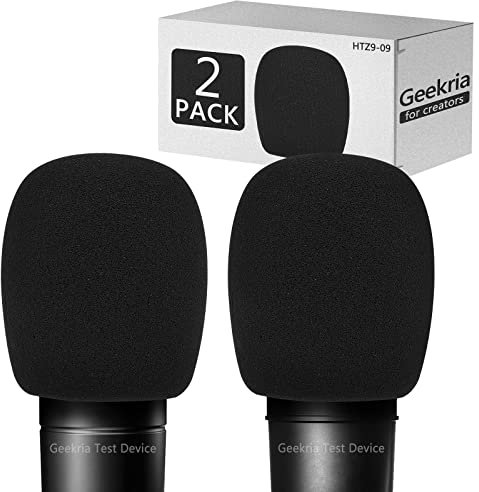 Geekria for Creators Schaumstoff-Windschutz kompatibel mit Audio-Technica AT2020 AT2020USB AT2020USB+ AT2035 AT4040 Mikrofon-Antipop-Schaumstoff-Abdeckung Mikrofon-Windschutz 2er-Pack (Schwarz)