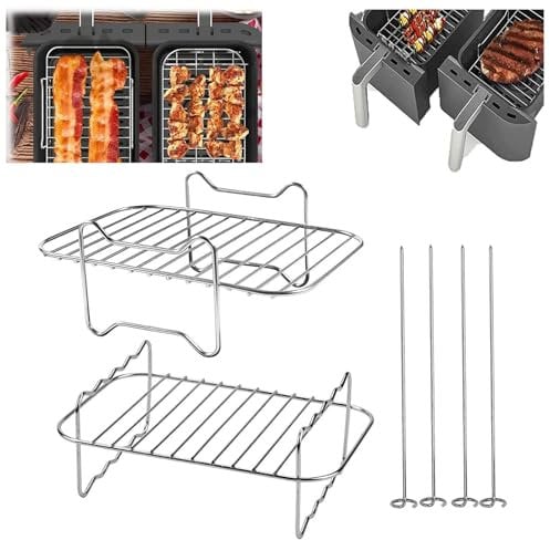Accessoire de friteuse à air chaud en acier inoxydable 304 compatible avec les modèles Ninja Foodi AF300EU et AF400EU, comprenant une grille de cuisson