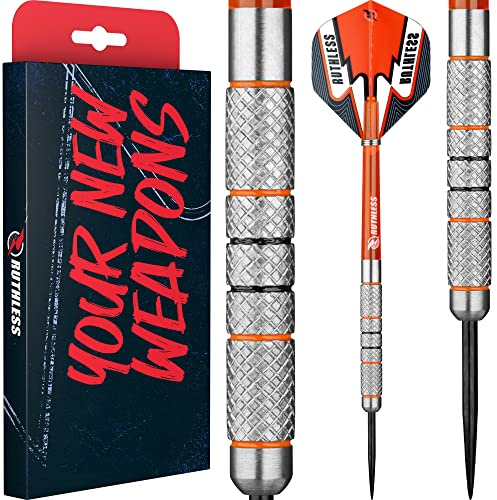 RUTHLESS Tigers Dartpfeile, 90 % Wolframstahlspitze, Ring und Rändelung, 21 g