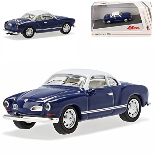 Volkwagen Karmann GHIA Coupe Blau Mit Dach in Weiss 1955-1974 H0 1/87 Schuco Modell Auto mit individiuellem Wunschkennzeichen