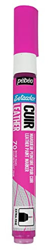 PEBEO - Setacolor Cuero - Marcador acrílico para cuero y polipiel - Personalización Bolsa, zapato, zapatilla - Resistente a arañazos, arrugas y roces - Efecto fluorescente – Rosa Fluo