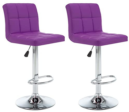 vidaXL 2X Barhocker Höhenverstellbar Barstuhl Tresenhocker Bistrohocker Thekenhocker Küchenhocker Thekenstuhl Tresenstuhl Lila Kunstleder