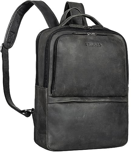 STILORD Albert Moderner Business Rucksack Leder Vintage 17 Zoll Laptopfach mit vielen Fächern | Echtleder Rucksack Herren Schulrucksack Tagesrucksack Unirucksack Farbe:Carbon - grau